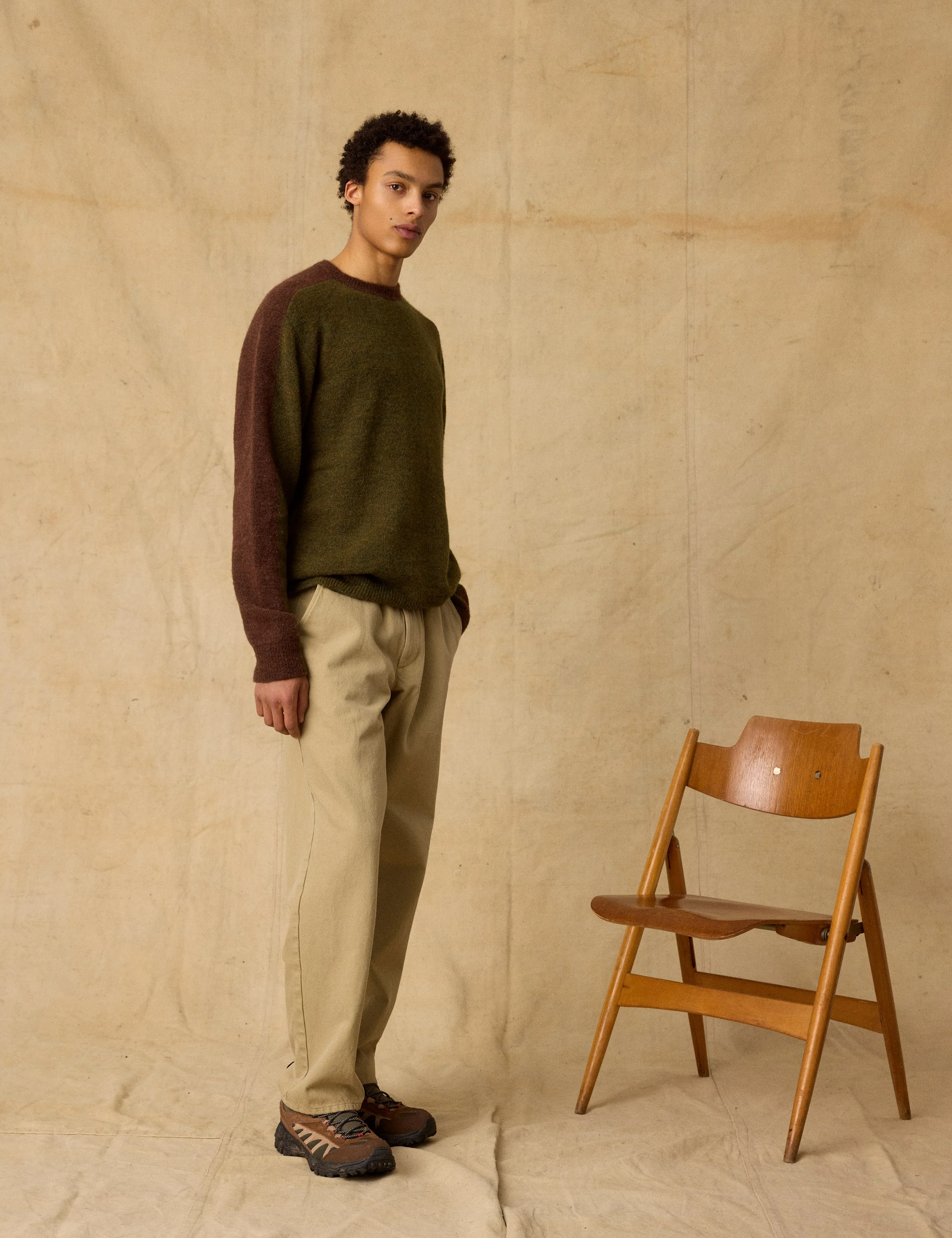 ALPINE CONRAST KNIT - ARMY/BROWN - Image 4