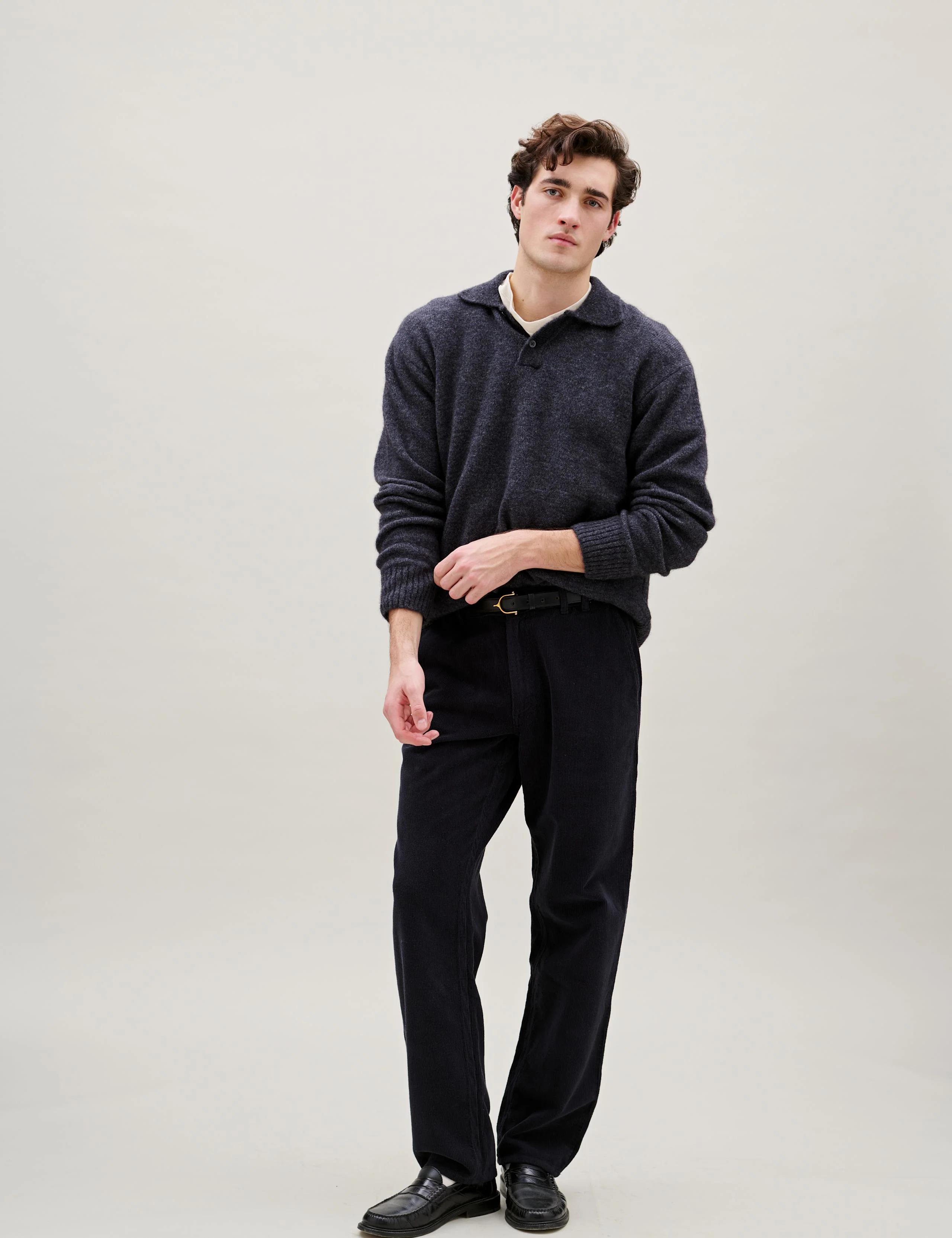 ALPINE POLO KNIT - DARK GEY MELANGE - Image 2