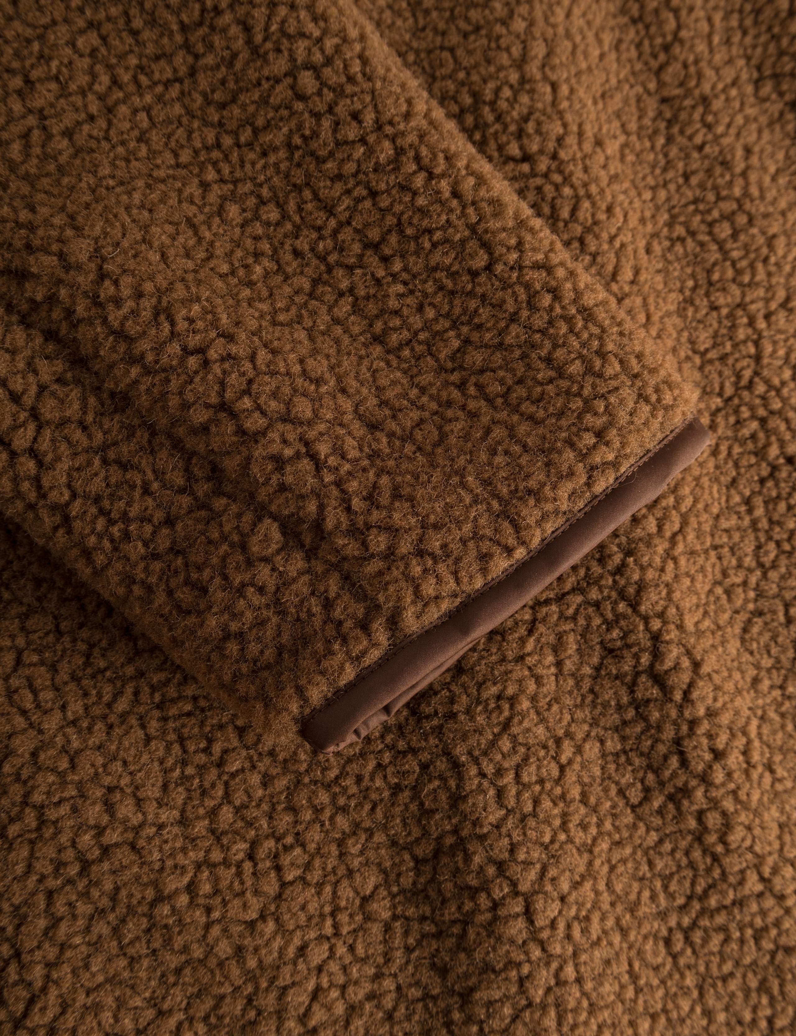 AURA SHERPA FLEECE JACKET - BROWN - Image 4