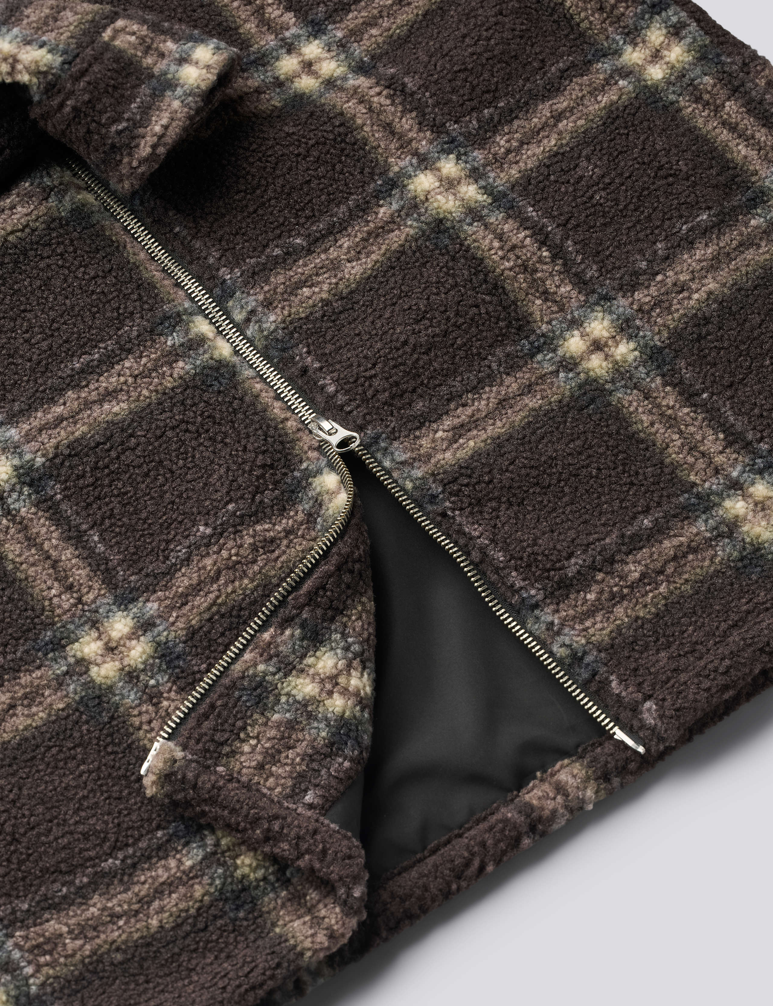 CABIN ZIP FLEECE - BROWN/CHECK - Image 7