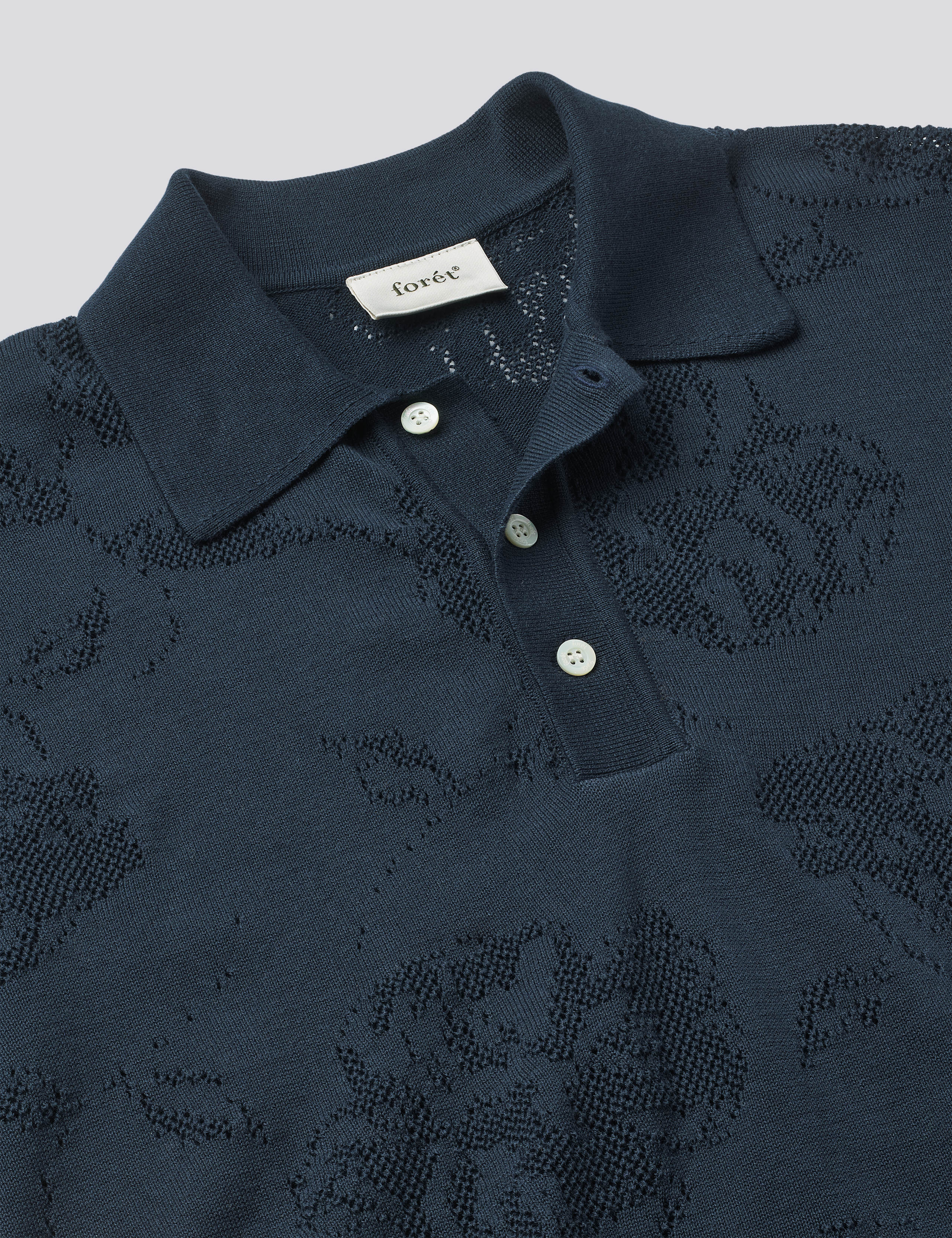 CALYX JACQUARD KNIT POLO - NAVY - Image 2