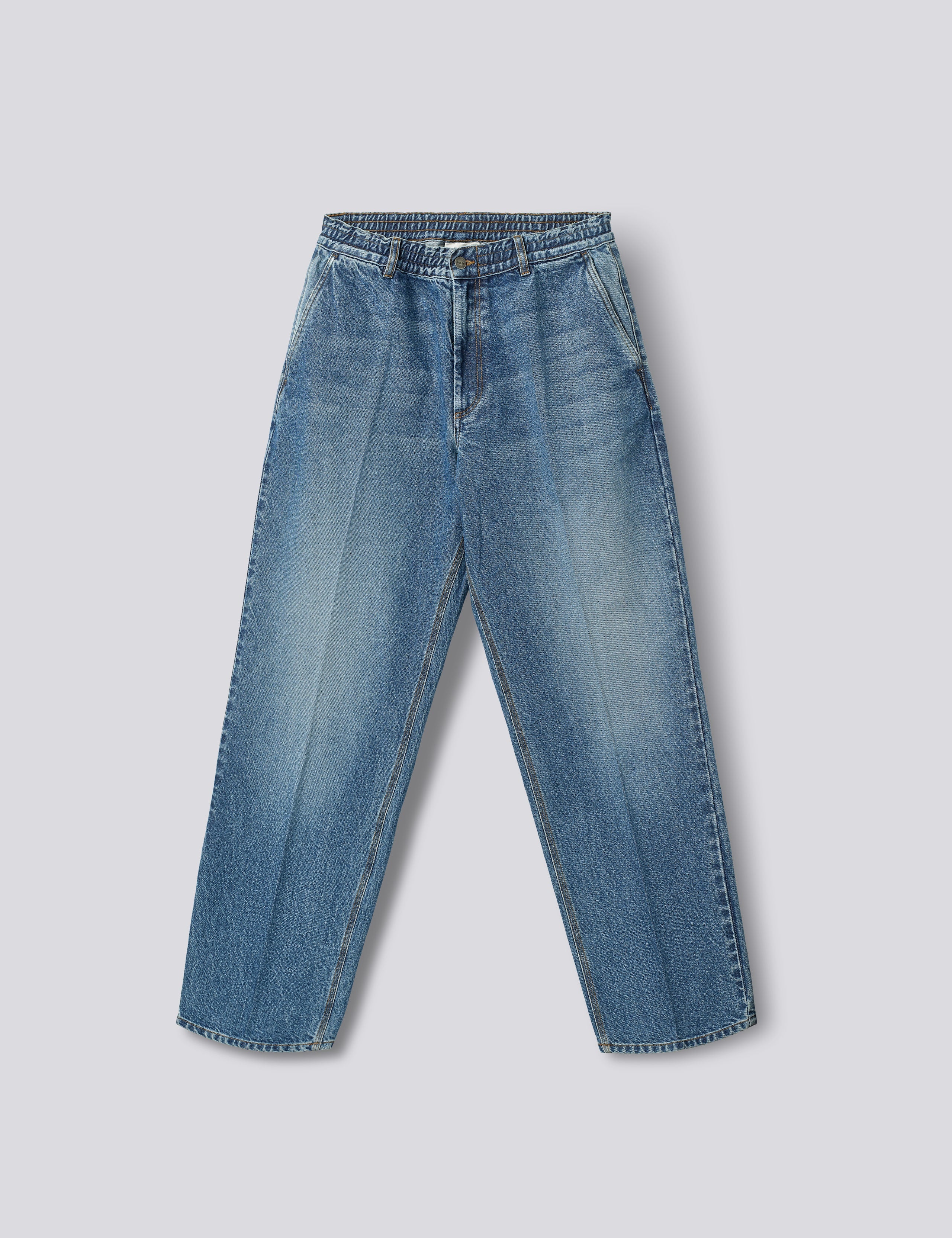 CLAY CREASED DENIM PANTS - WASHED MID BLUE