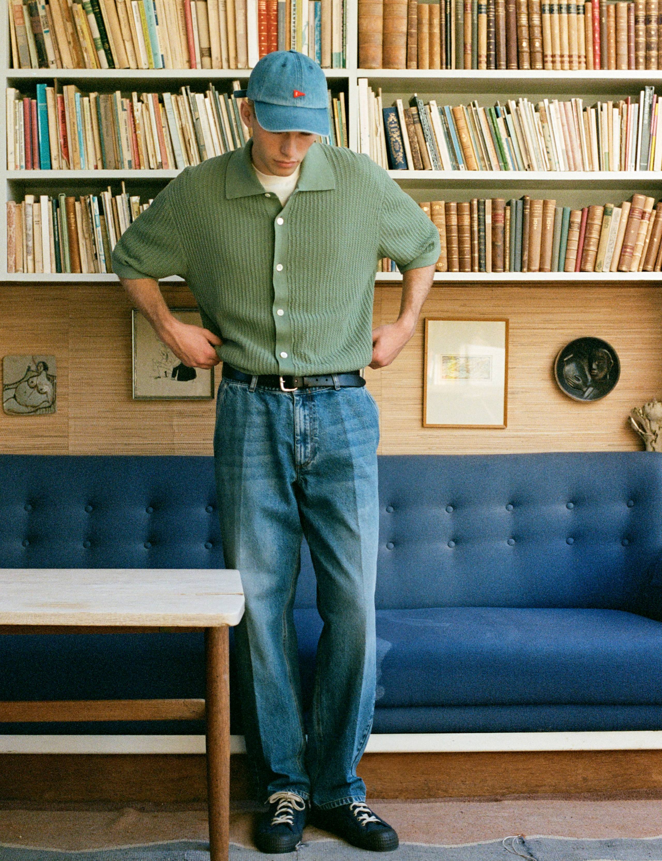 CLAY CREASED DENIM PANTS - WASHED MID BLUE - Image 4
