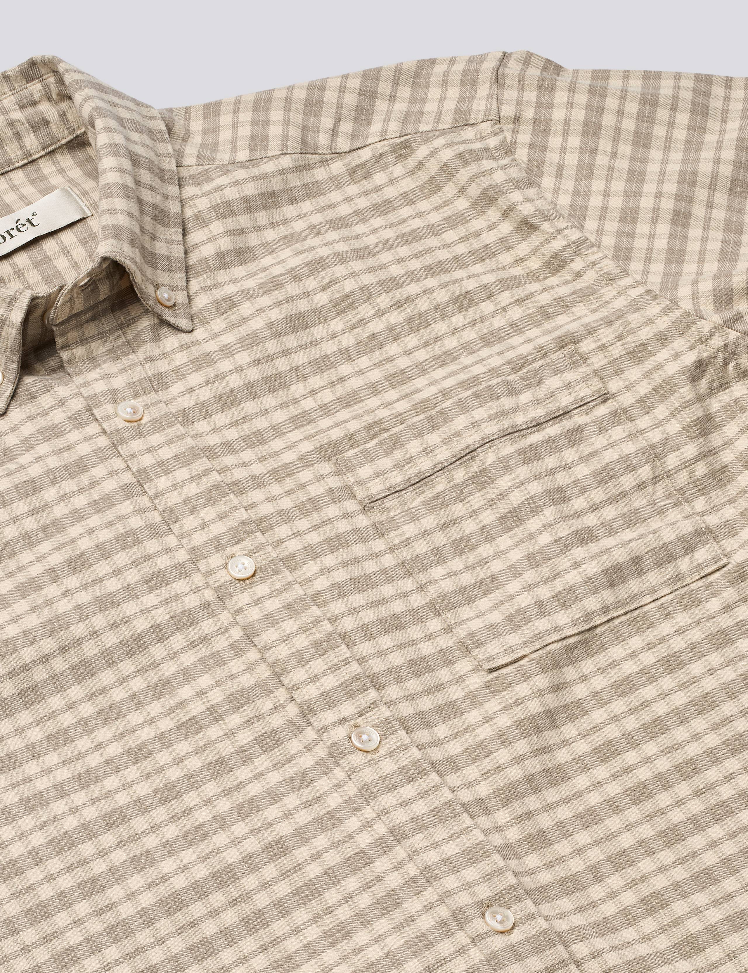 CREEK HEAVY FLANNEL CHECK SHIRT - KHAKI - Image 3