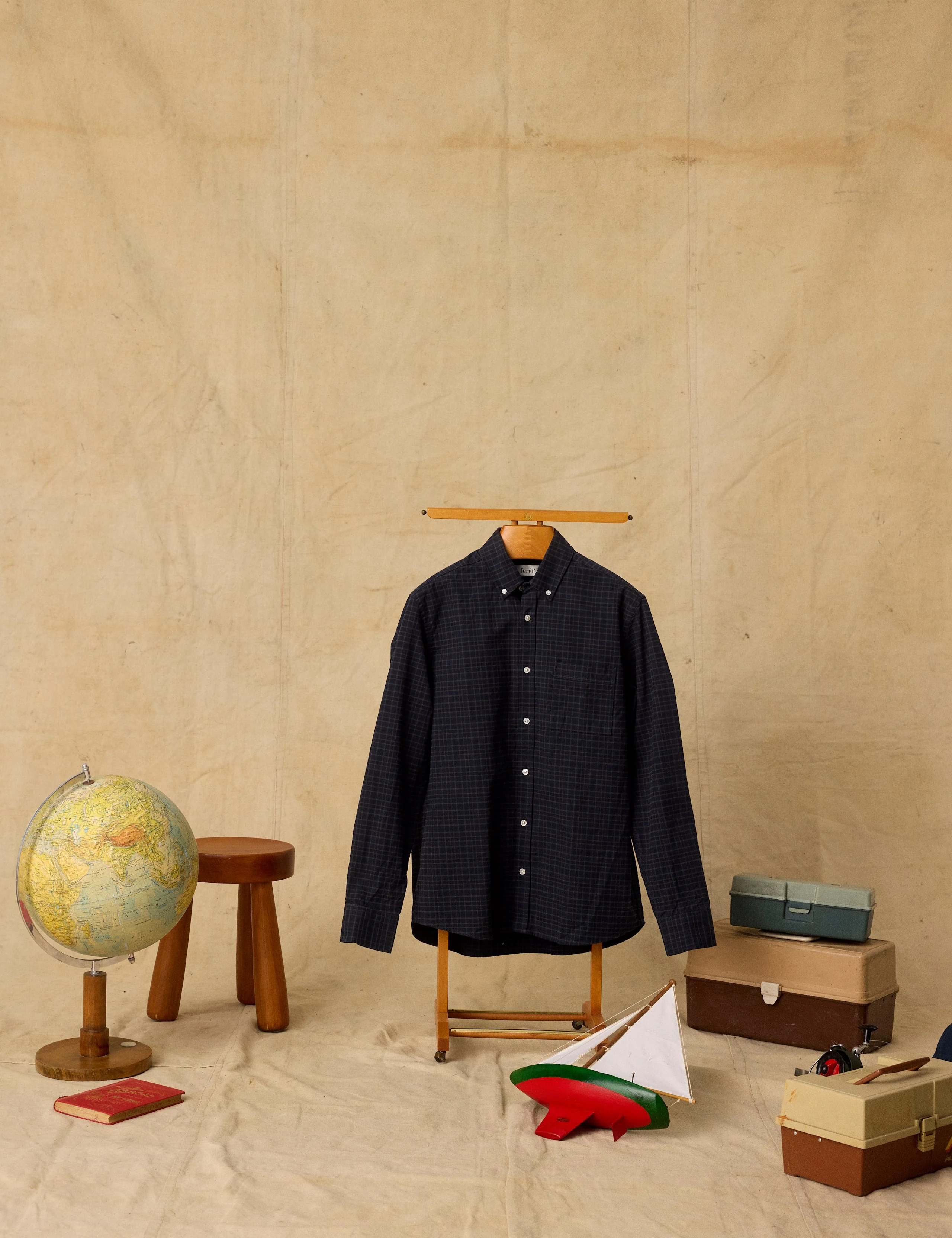 CREEK HEAVY FLANNEL CHECK SHIRT - NAVY - Image 3