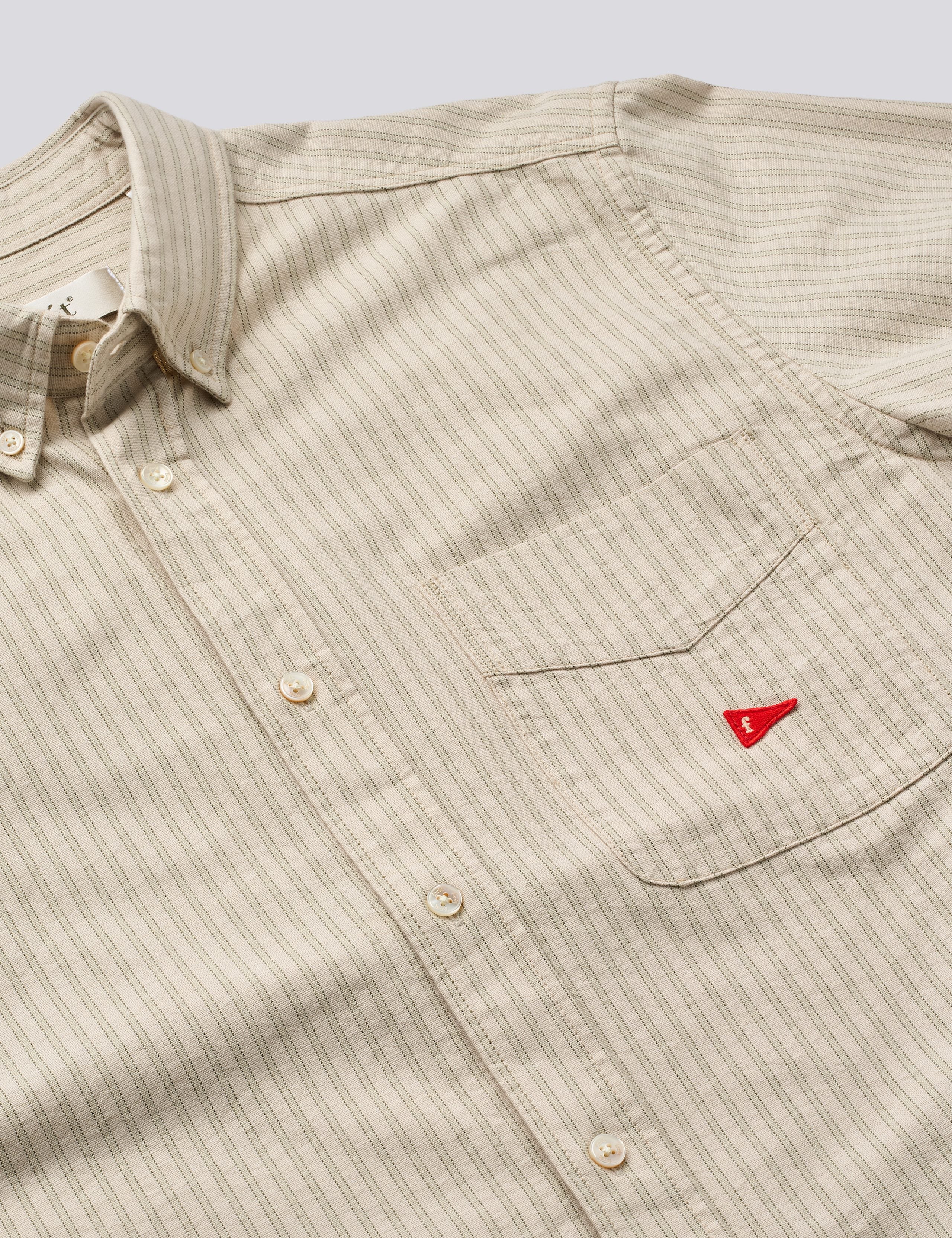 FLAG REGULAR FIT POCKET OXFORD SHIRT - TAUPE STRIPE - Image 4