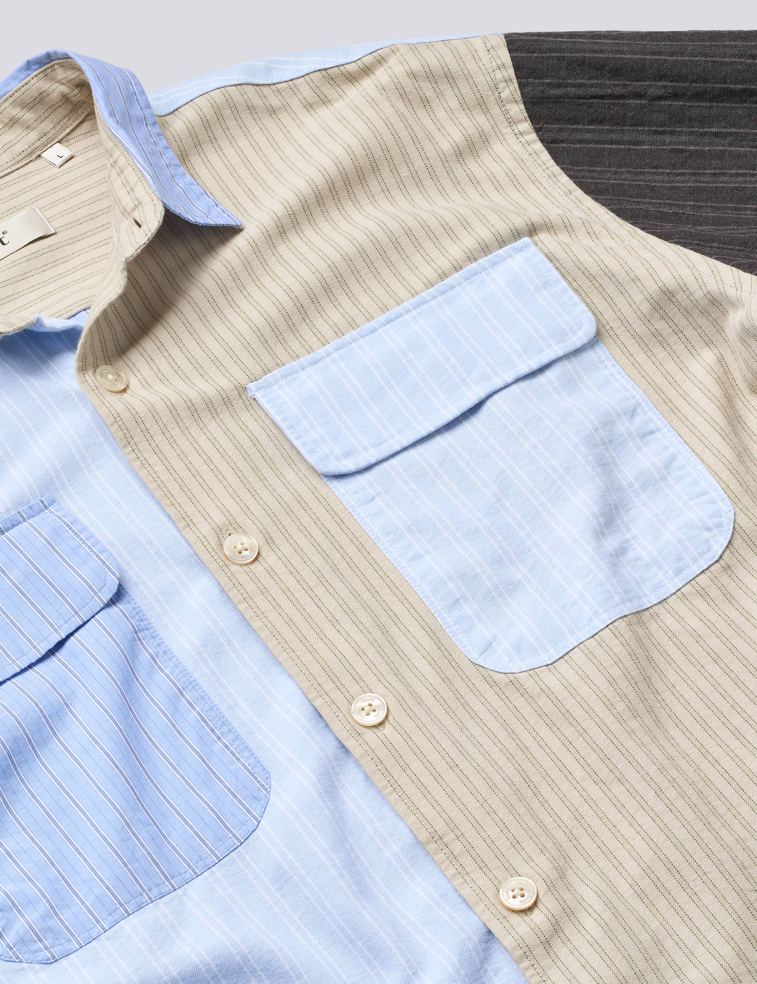LUNAR PATCHWORK RELAXED FIT TEXTURED OVERSHIRT - PATCHWORK - Image 3