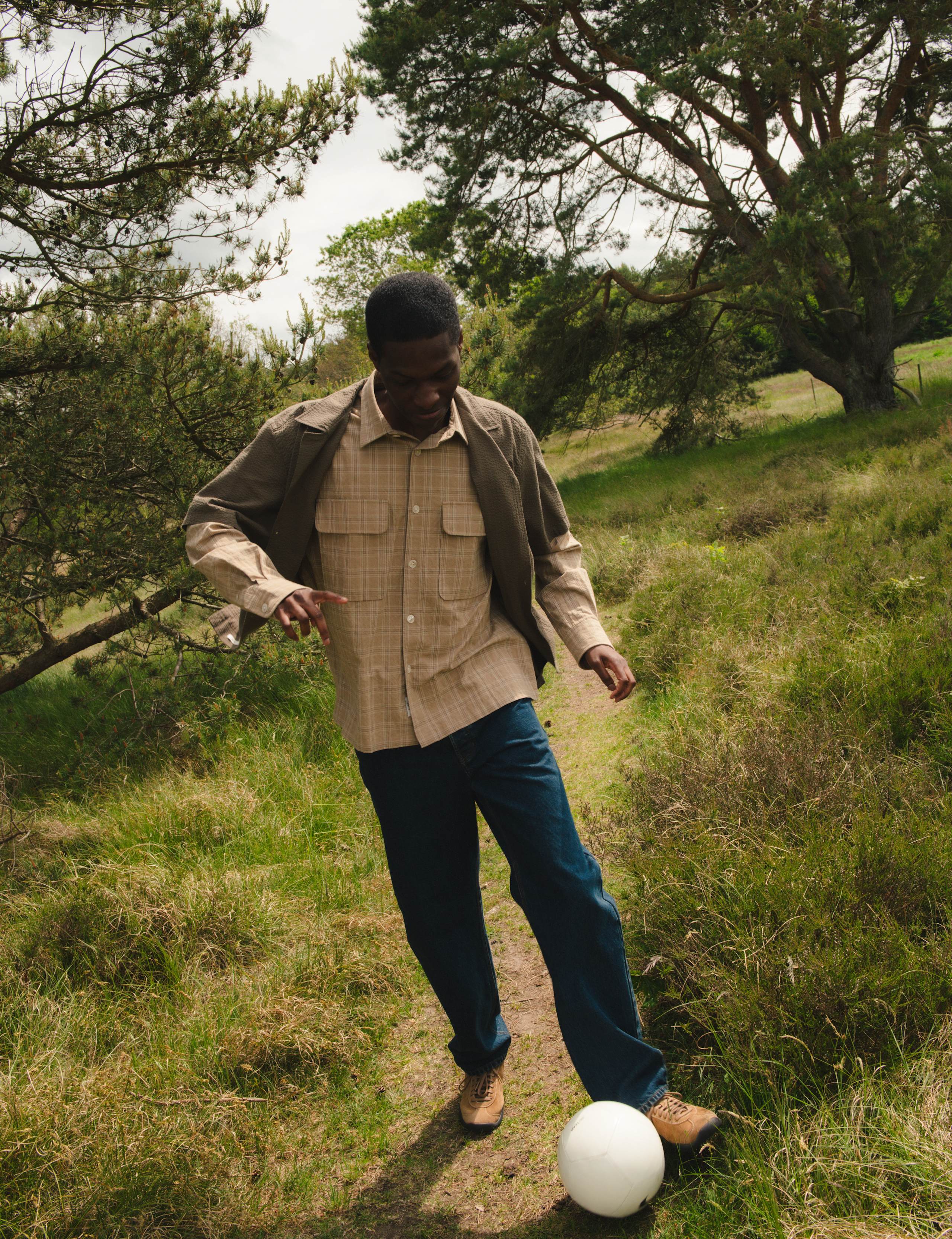 LUNAR RELAXED FIT TEXTURED OVERSHIRT - KHAKI CHECK - Image 4