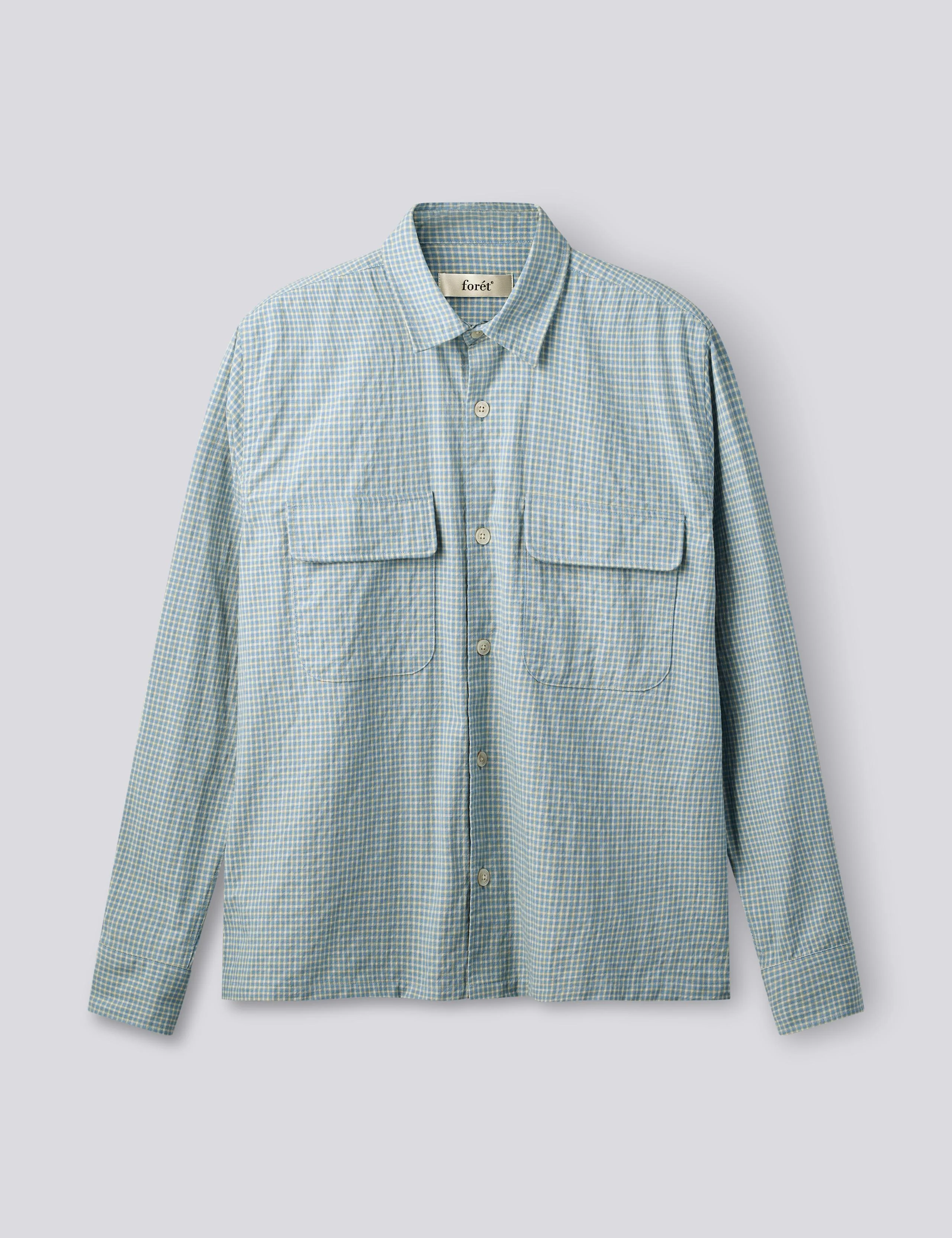 LUNAR RELAXED FIT TEXTURED OVERSHIRT - LIGHT BLUE CHECK
