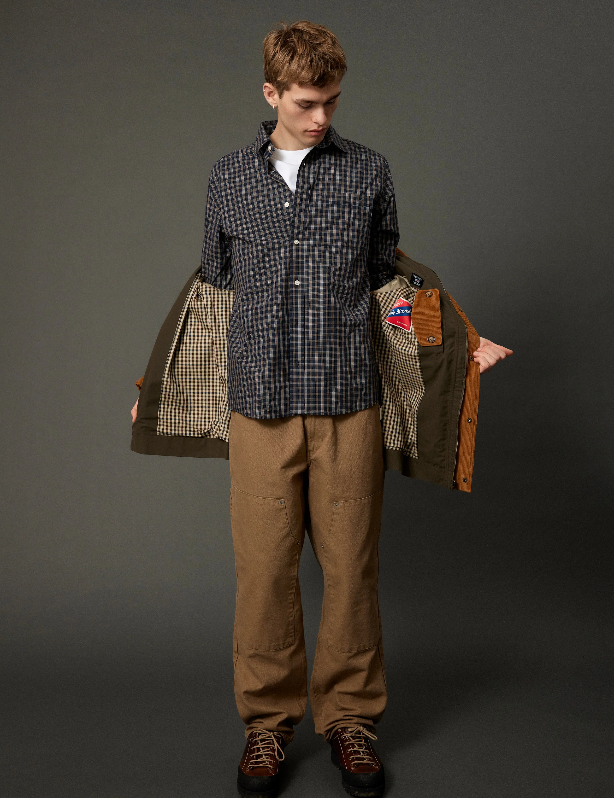 MAPLE POPLIN SHIRT - NAVY/RED - Image 4