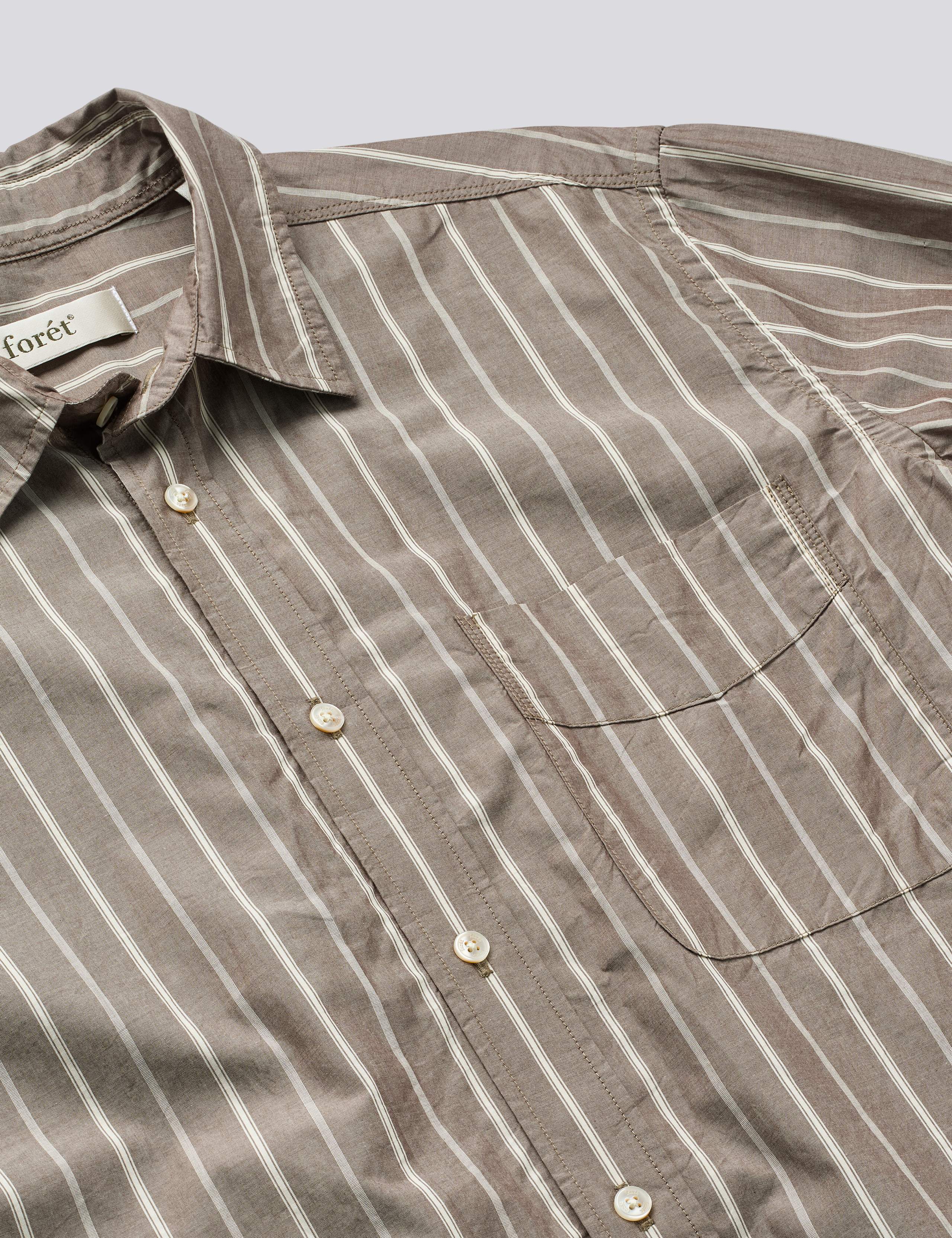 MAPLE REGULAR FIT POPLIN SHIRT - BROWN STRIPE - Image 3