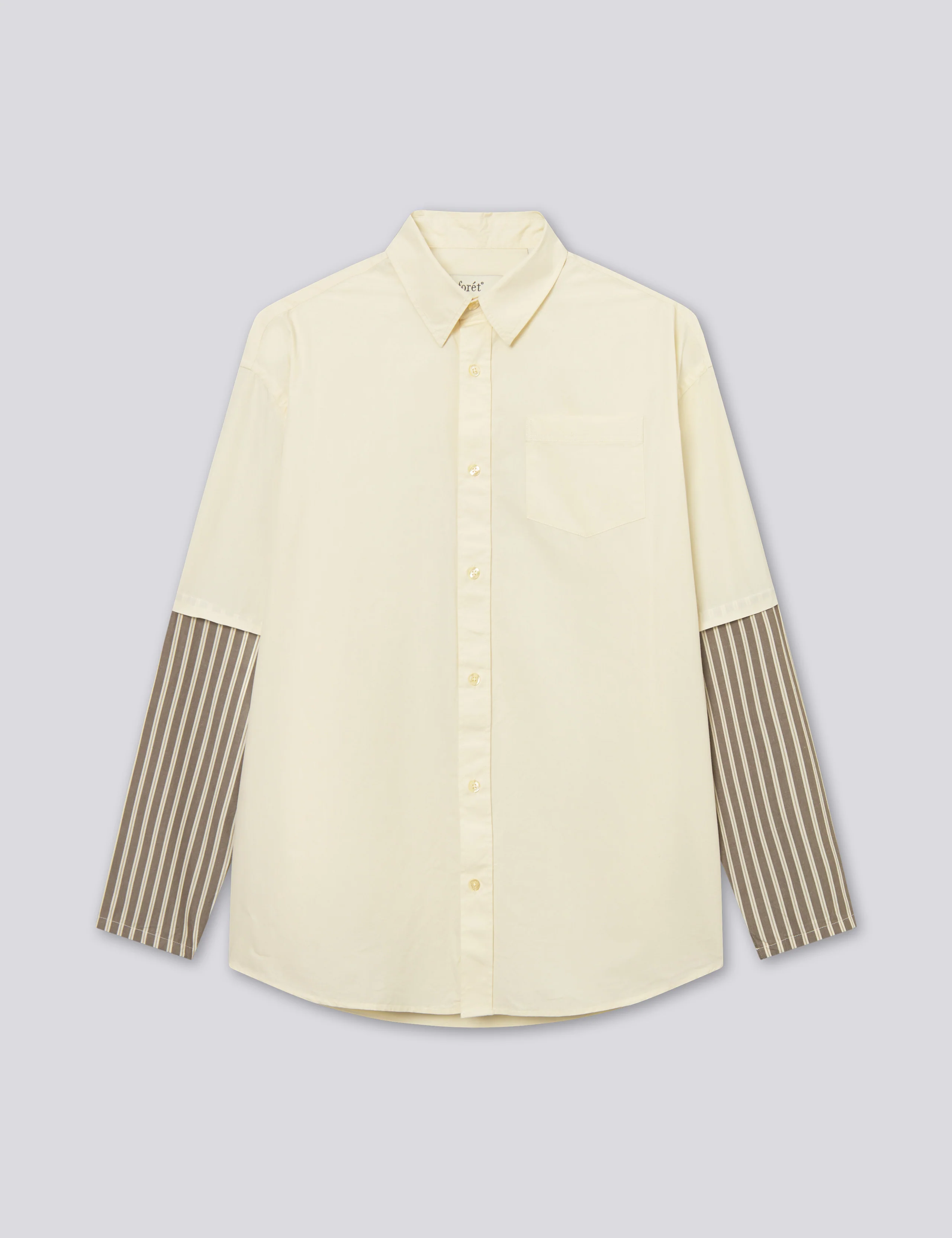 REST SHIRT - CLOUD/BROWN STRIPE