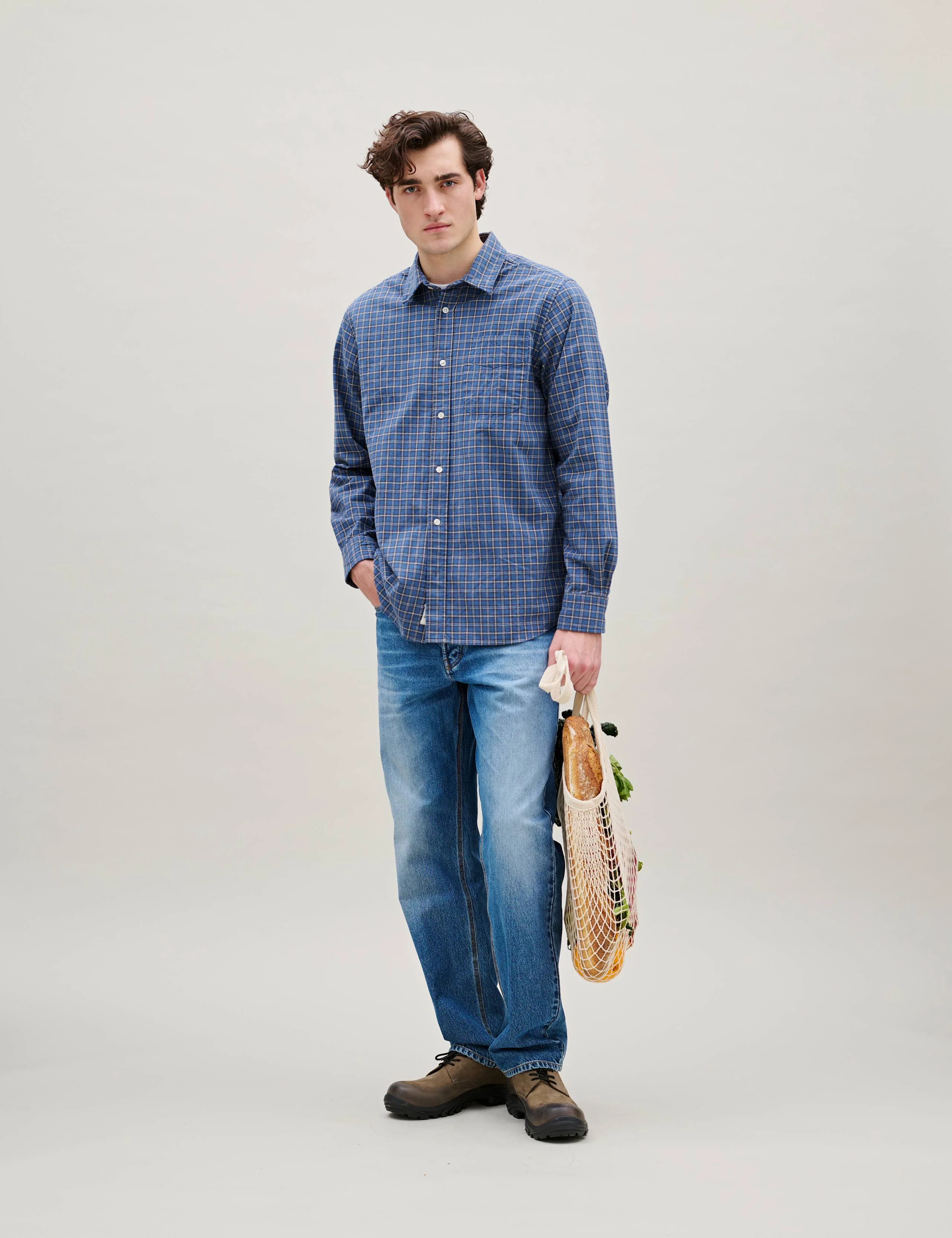 RIDGE REGULAR FIT FLANNEL SHIRT - NAVY CHECK - Image 2