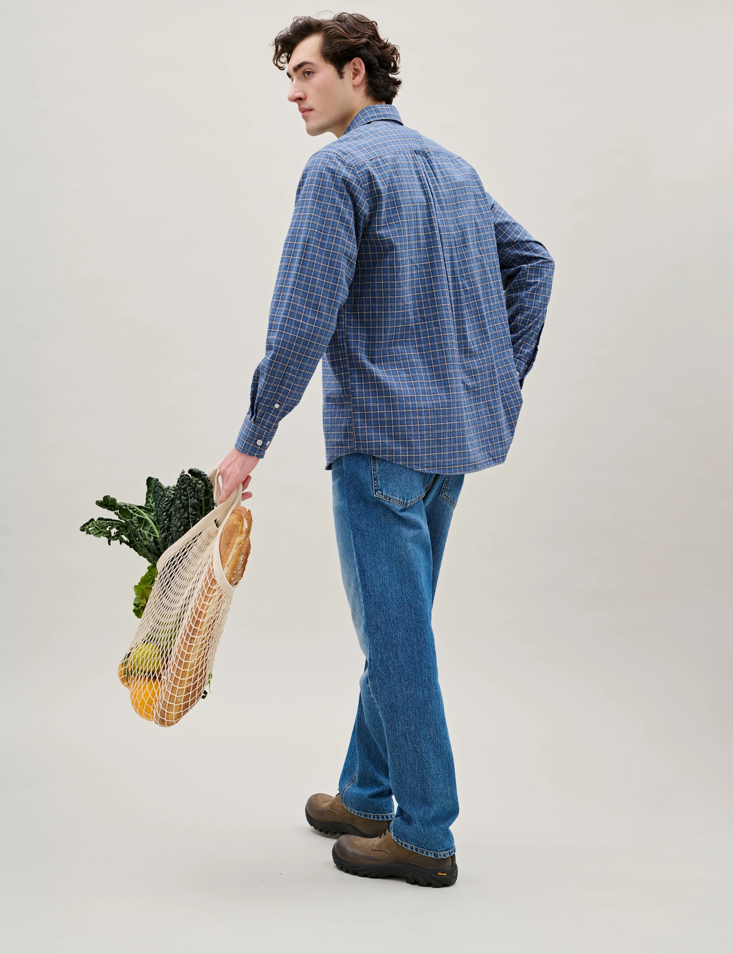 RIDGE REGULAR FIT FLANNEL SHIRT - NAVY CHECK - Image 3