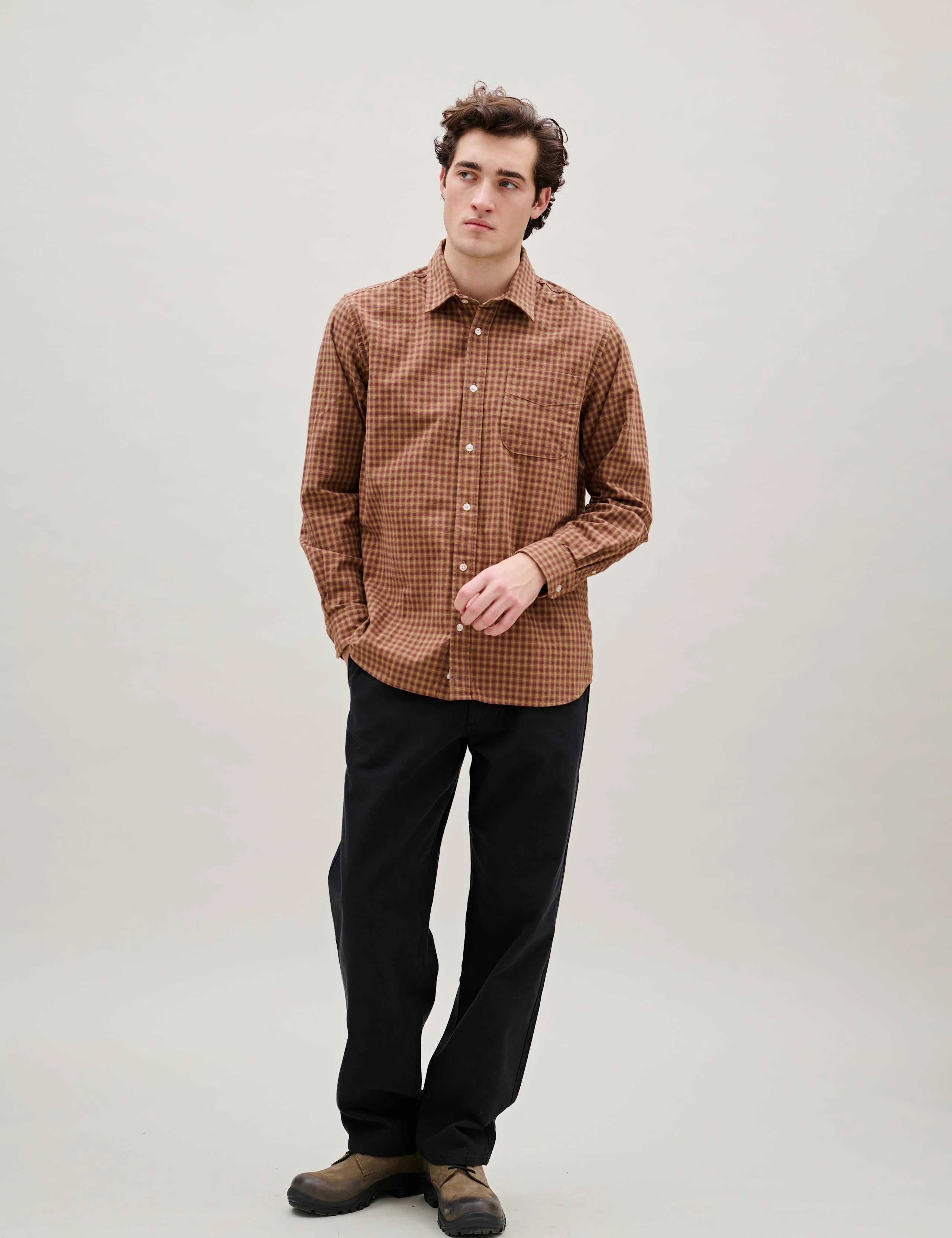 RIDGE REGULAR FIT FLANNEL SHIRT - RUST CHECK - Image 2