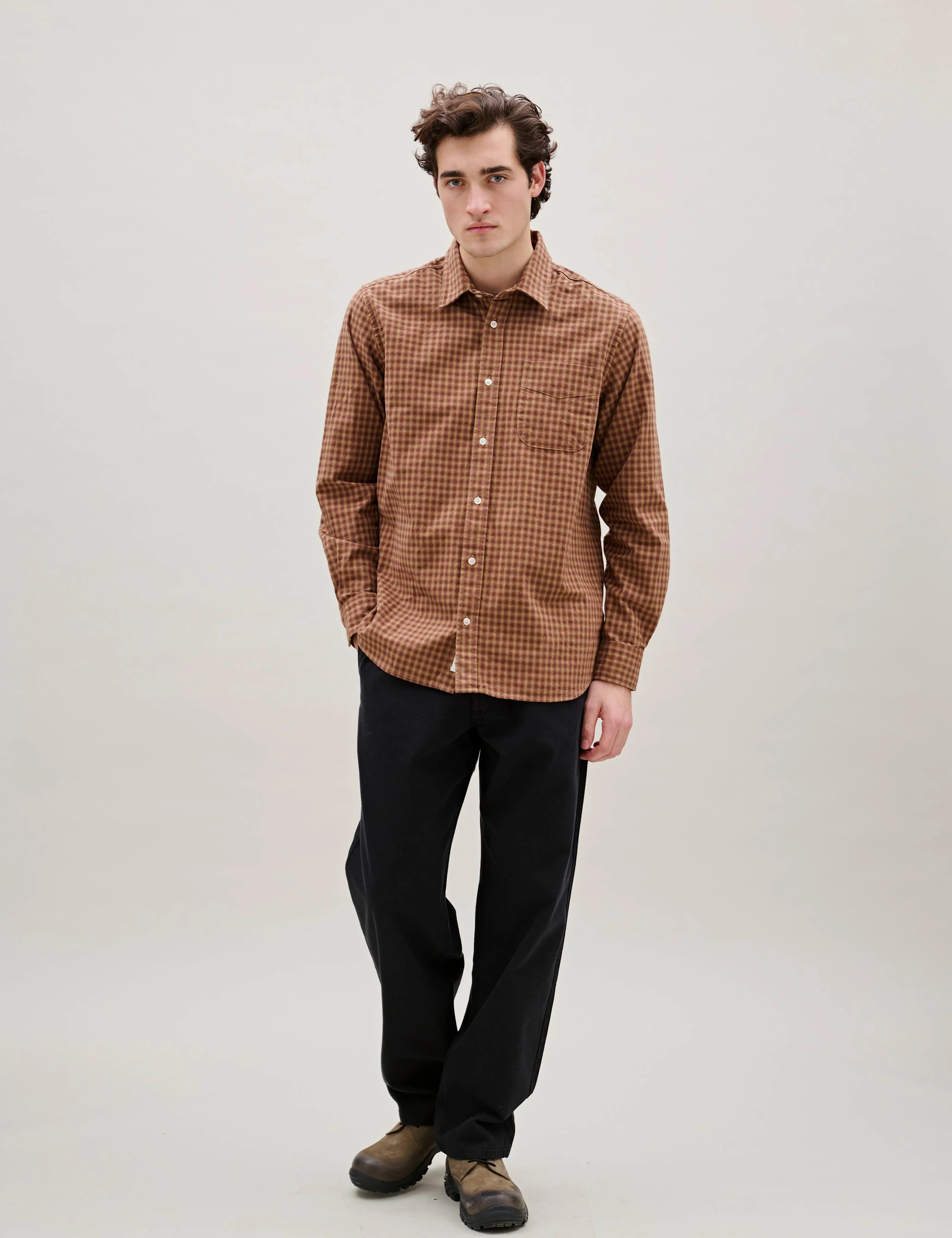 RIDGE REGULAR FIT FLANNEL SHIRT - RUST CHECK - Image 4