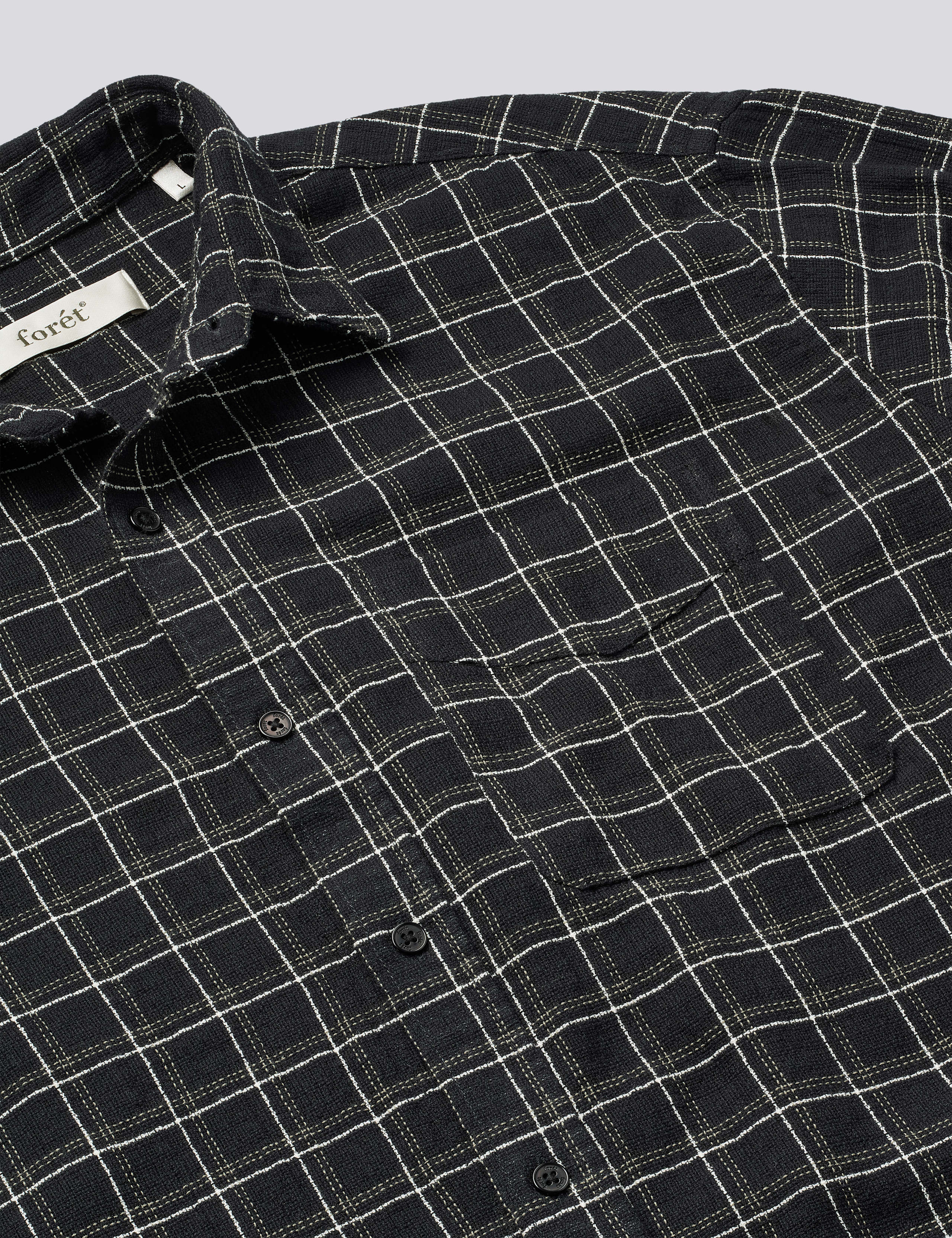 SCOUT RELAXED FIT LOOSE WEAVE CHECK SHIRT - BLACK CHECK - Image 2