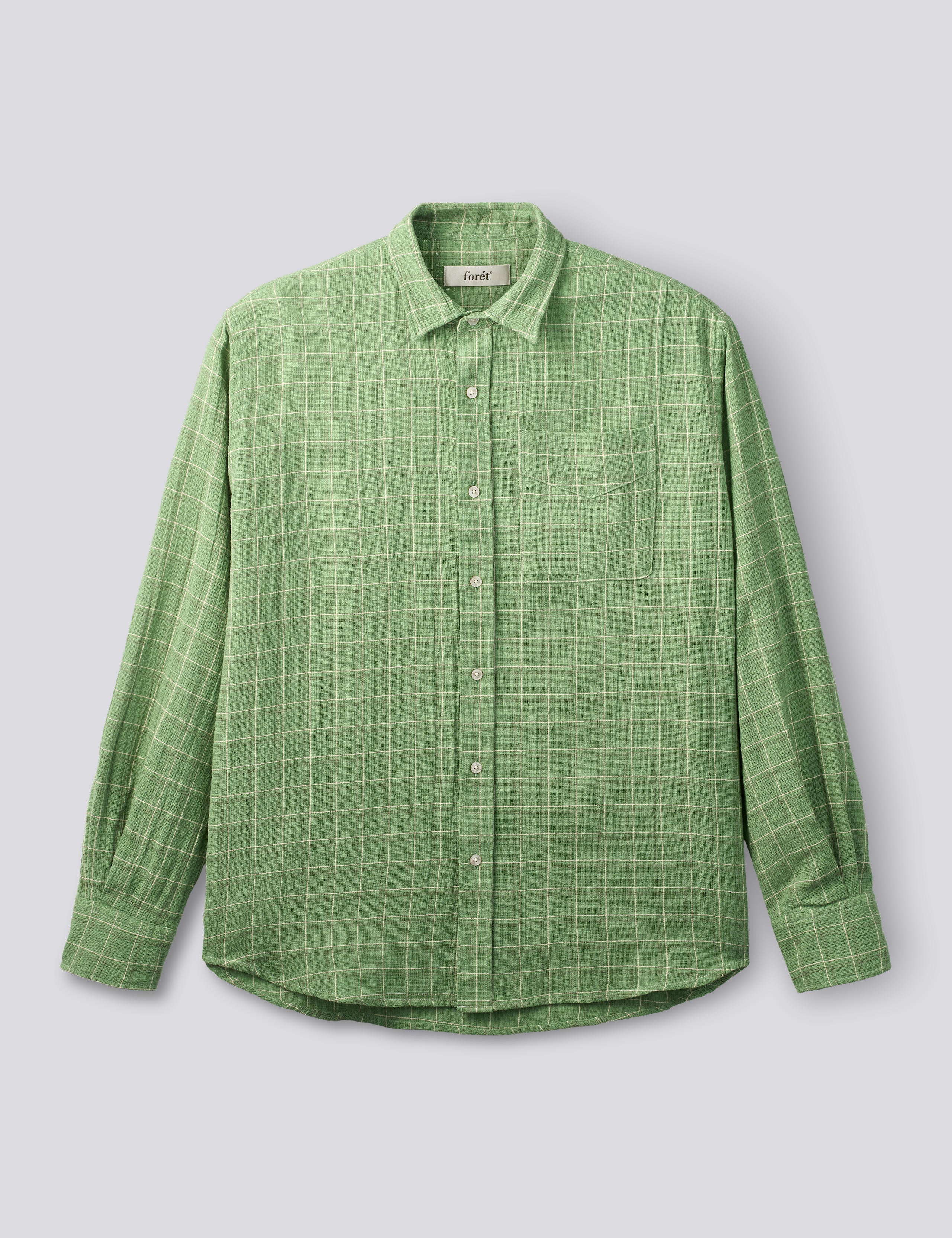 SCOUT RELAXED FIT LOOSE WEAVE CHECK SHIRT - VIBRANT MOSS CHECK