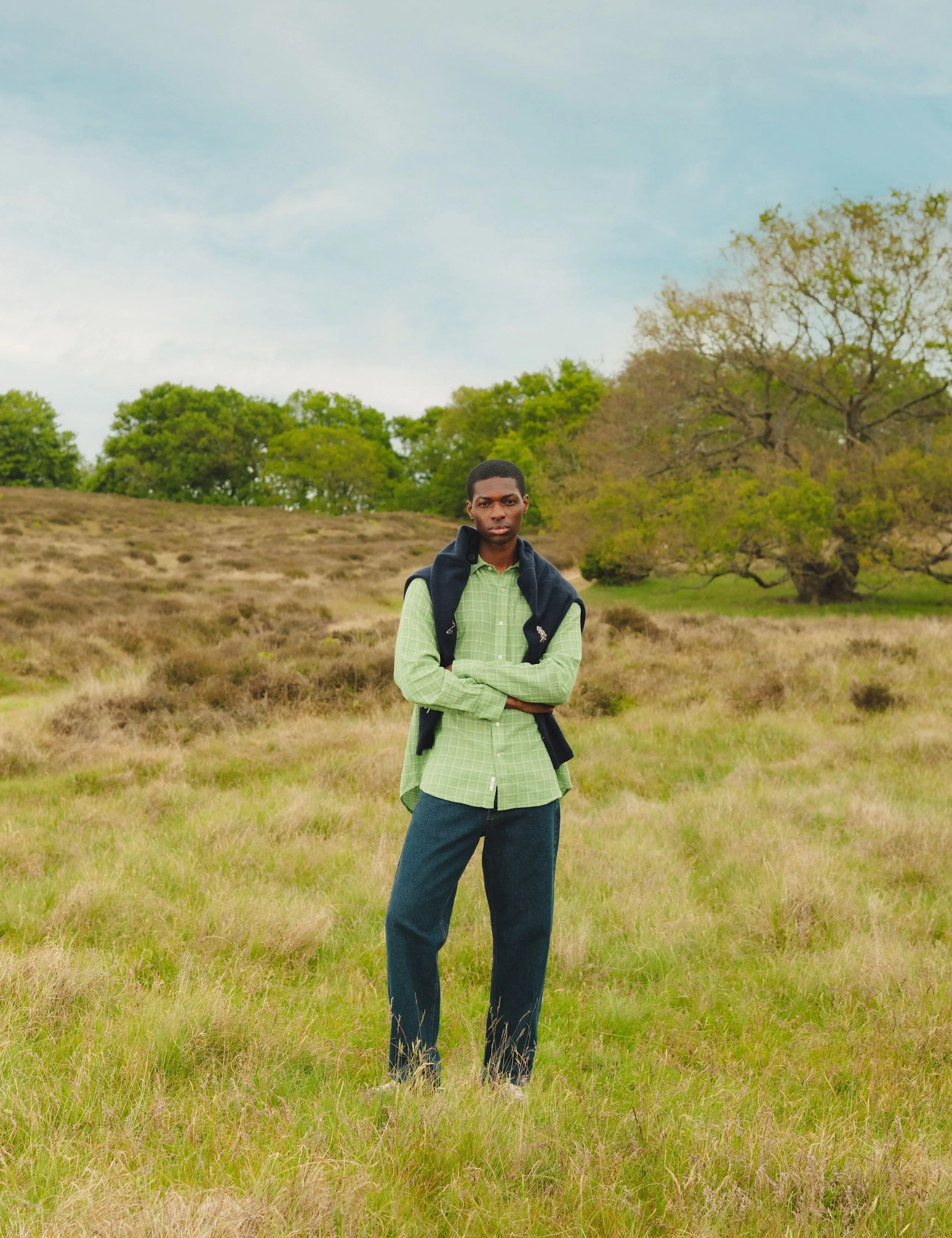 SCOUT RELAXED FIT LOOSE WEAVE CHECK SHIRT - VIBRANT MOSS CHECK - Image 2