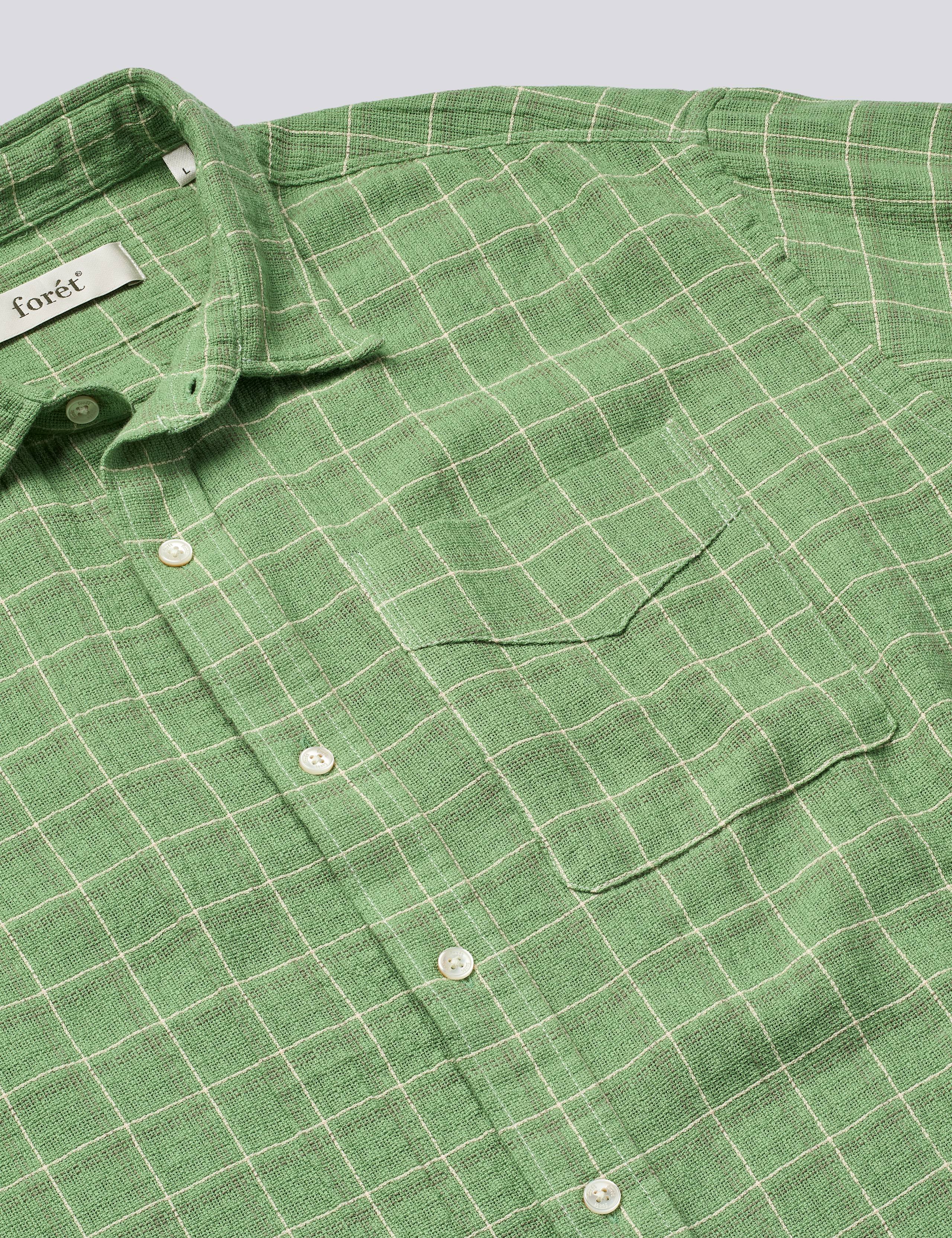 SCOUT RELAXED FIT LOOSE WEAVE CHECK SHIRT - VIBRANT MOSS CHECK - Image 3