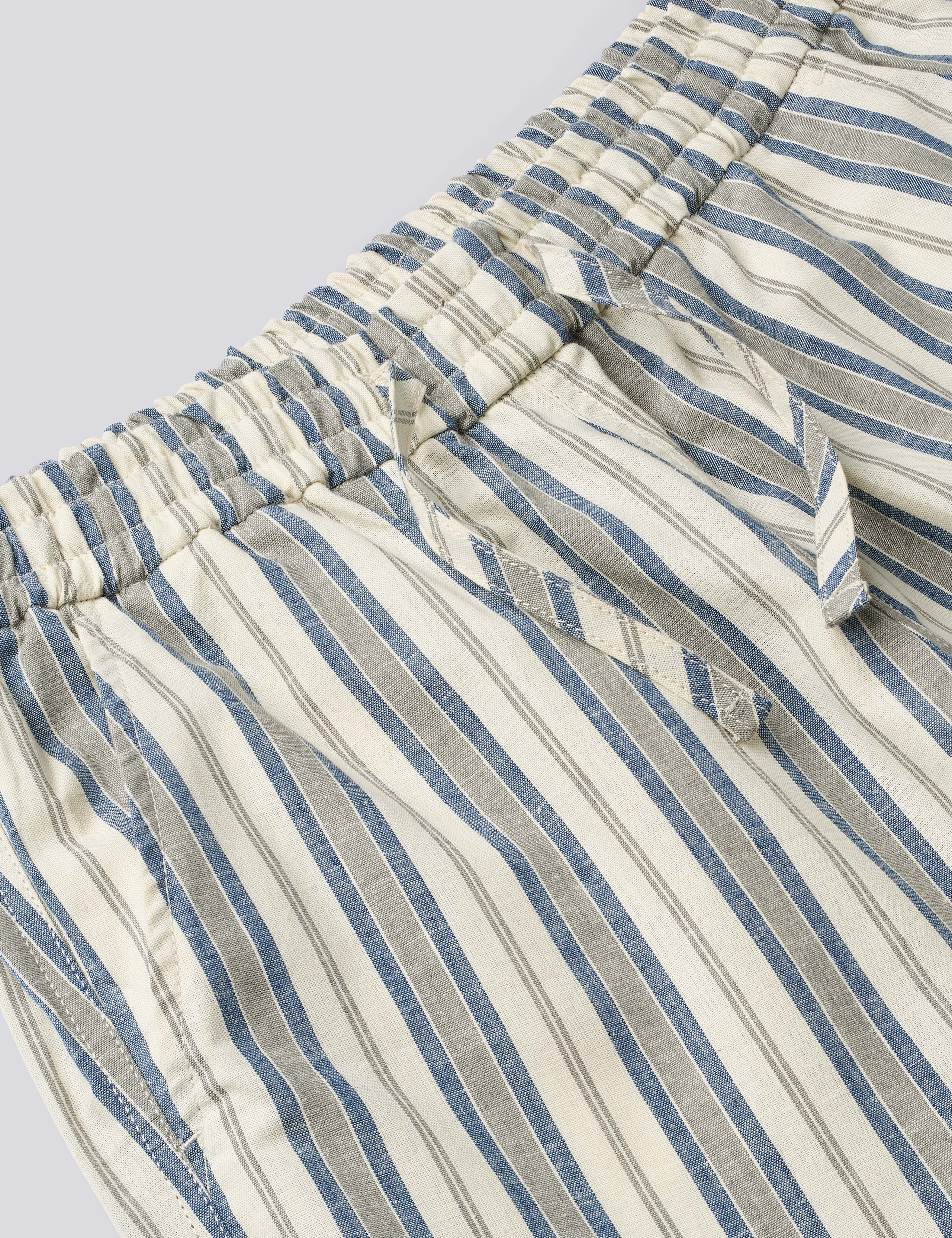 SERENE LINEN SHORTS - BLUE STRIPE - Image 5