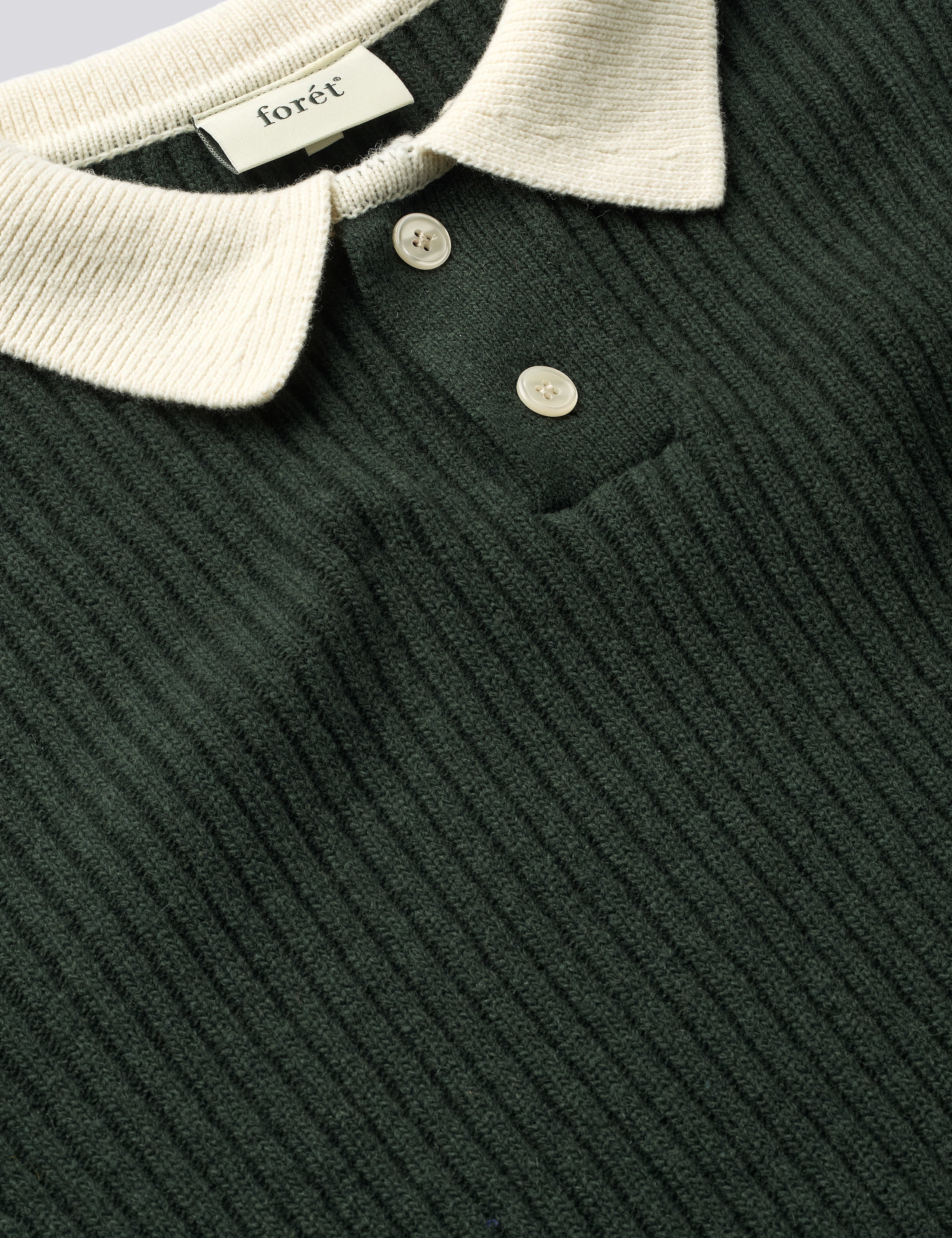 SOW RIB POLO KNIT - DARK GREEN - Image 3